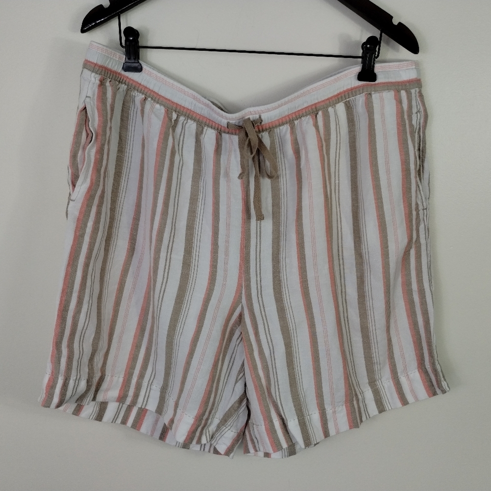 Natural Reflections Linen Blend Striped Shorts Size XL